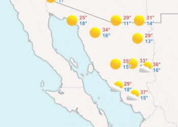 SE ESPERAN TEMPERATURAS MAYORES A 35°C, SIN PROBABILIDAD DE LLUVIAS PARA HOY