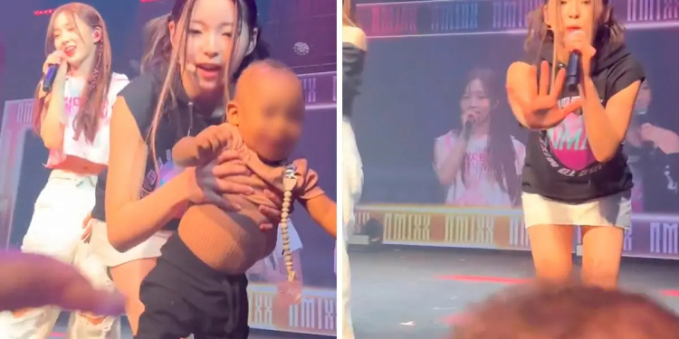 Bebé se lanza al escenario en concierto de K-pop | Video