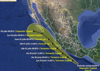 DEPRESIÓN TROPICAL DOS-E DEJARÁ LLUVIAS EN EL SUR Y SURESTE DE MÉXICO