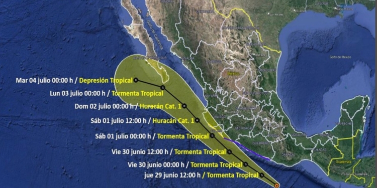 DEPRESIÓN TROPICAL DOS-E DEJARÁ LLUVIAS EN EL SUR Y SURESTE DE MÉXICO