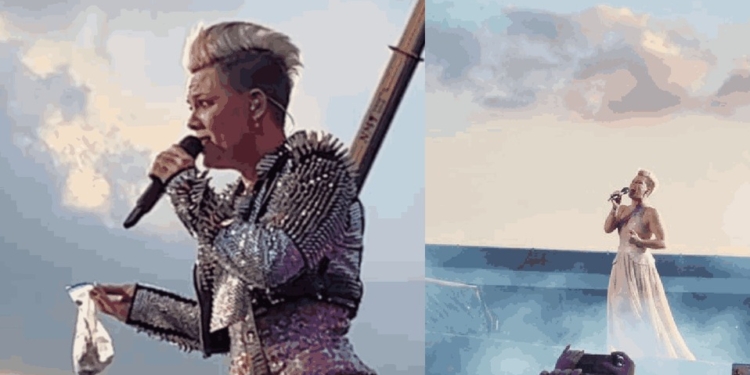 FAN DE LA CANTANTE PINK, LANZA CENIZAS DE SU MADRE EN ESCENARIO EN CONCIERTO