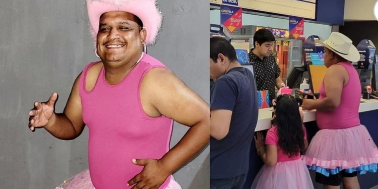 PAPÁ SE VISTIÓ DE ROSA PARA LLEVAR A SU HIJA AL ESTRENO DE «BARBIE»
