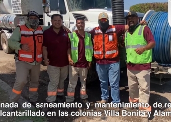 OOMAPAS DE CAJEME DANDO MANTENIMIENTO EN RED ALCANTARILLADO DE VILLA BONITA Y ALAMEDA