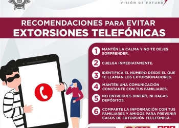 EMITE SSPM RECOMENDACIONES PARA NO SER VÍCTIMA DE EXTORSIÓN TELEFÓNICA