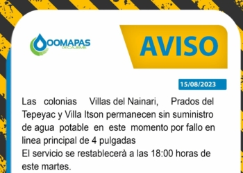 ATENTO AVISO DE CORTE DE SUMINISTRO DE AGUA, POR PARTE DE OOMAPAS DE CAJEME