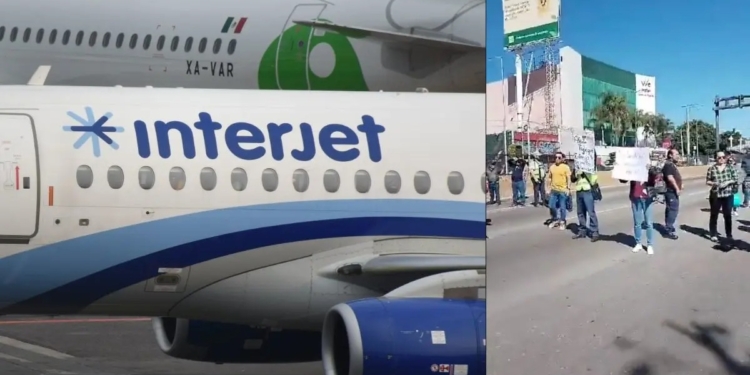 TRABAJADORES DE INTERJET SE MANIFIESTAN POR IMPAGOS DEL SINDICATO