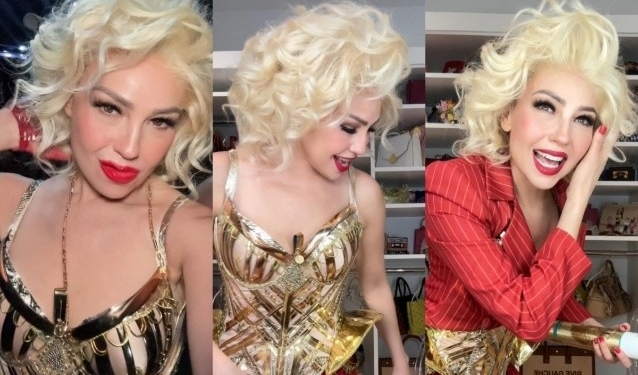 THALÍA SORPRENDE AL DISFRAZARSE DE MADONNA PARA ASISTIR A UNO DE SUS CONCIERTOS