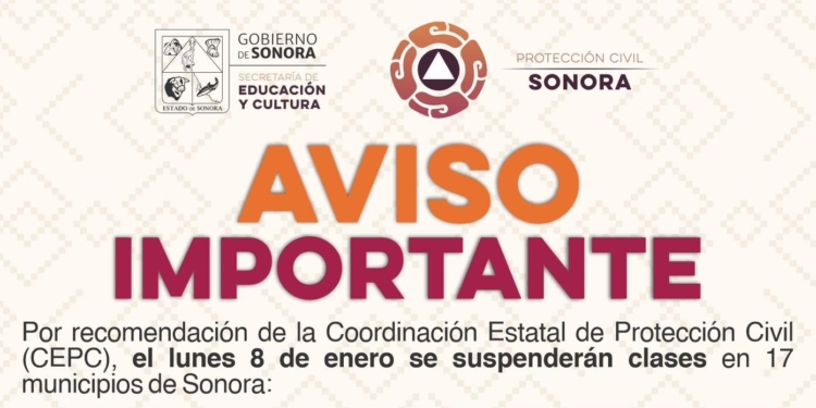 ANUNCIA SEC SONORA SUSPENSIÓN DE CLASES POR LAS BAJAS TEMPERATURAS EN 17 MUNICIPIOS DE LA ENTIDAD
