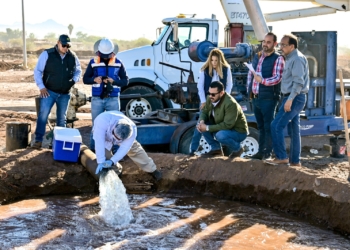 COMPRUEBAN CALIDAD Y VOLUMEN DE AGUA DE NUEVO POZO QUE MEJORARÁ EL SERVICIO DE LAS COLONIAS DEL SUR-ORIENTE DE CAJEME