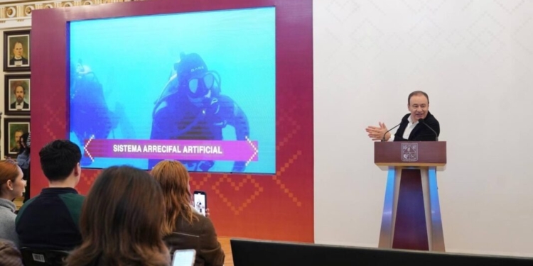 ANUNCIA GOBERNADOR DURAZO SISTEMA ARRECIFAL ARTIFICIAL ÚNICO EN LATINOAMÉRICA