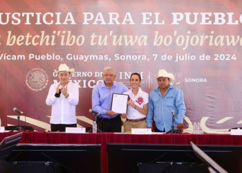 CIERRAN GOBERNADOR DURAZO, PRESIDENTE LÓPEZ OBRADOR Y PRESIDENTA ELECTA SHEINBAUM GIRA POR SONORA CON RESTITUCIÓN HISTÓRICA AL PUEBLO YAQUI