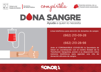 INVITA SALUD SONORA A DONAR SANGRE DE MANERA VOLUNTARIA