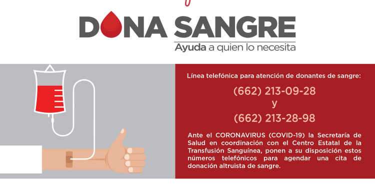 INVITA SALUD SONORA A DONAR SANGRE DE MANERA VOLUNTARIA