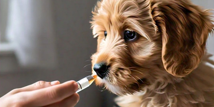 UN CACHORRITO REACCIONA AL RECIBIR SU MEDICINA DE UNA MANERA PECULIAR