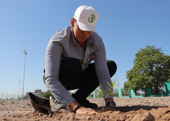 PROMUEVEN CUIDADO DEL MEDIOAMBIENTE CON REFORESTACIÓN EN EL PERÍMETRO DEL ESTADIO ‘PIRI’ SAGASTA