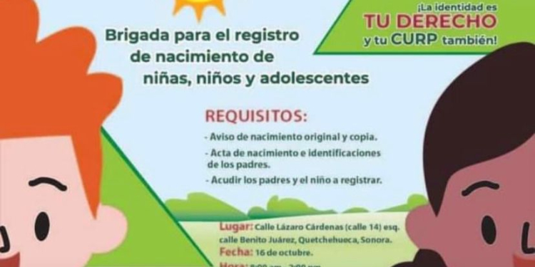 INVITAN A BRIGADA DE REGISTRO DE NACIMIENTO DE NIÑAS, NIÑOS Y ADOLESCENTES