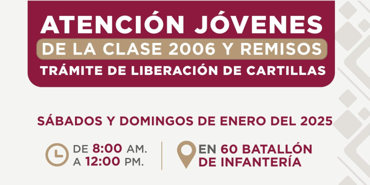 LLAMAN A LOS JÓVENES CLASE 2006 Y REMISOS DE CAJEME A REALIZAR LA ENTREGA DE CARTILLAS DEL SERVICIO MILITAR NACIONAL