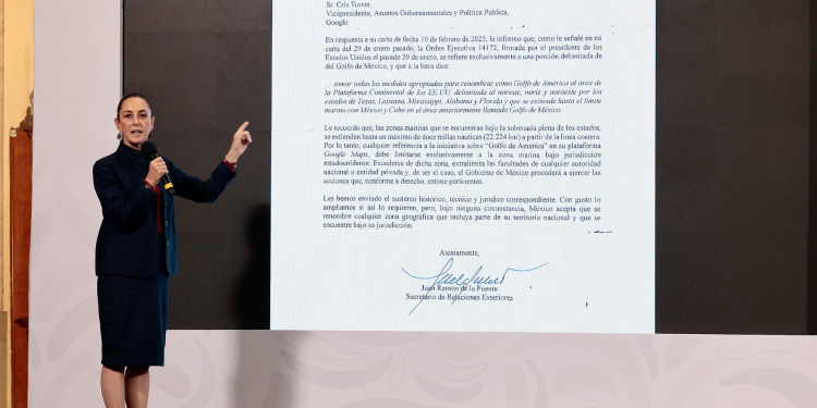 SHEINBAUM DICE QUE GOOGLE ‘ESTÁ MAL’ POR CARTA EN DONDE DEFIENDE EL ‘GOLFO DE AMÉRICA’