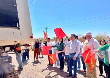 JAVIER LAMARQUE DA BANDERAZO DE INICIO EN OBRA DE REHABILITACIÓN VIAL AL NORTE DE CAJEME