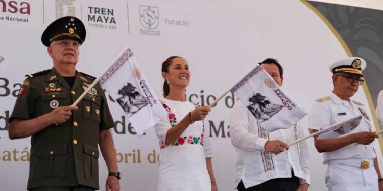 SHEINBAUM DA BANDERAZO A OBRAS DEL TREN MAYA DE CARGA EN PROGRESO