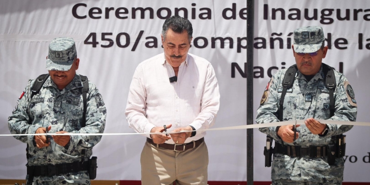 INAUGURA EL PRESIDENTE JAVIER LAMARQUE, INSTALACIONES DE LA 450 COMPAÑÍA DE LA GUARDIA NACIONAL EN CAJEME