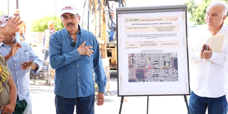 JAVIER LAMARQUE DA BANDERAZO A OBRA DE REHABILITACIÓN DE PUENTE VEHICULAR EN ESPERANZA