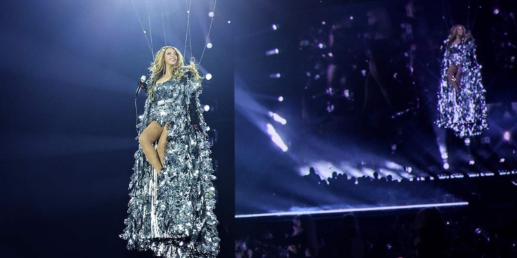 BEYONCÉ ‘VUELA’ EN PLENO SHOW Y CASI CAE