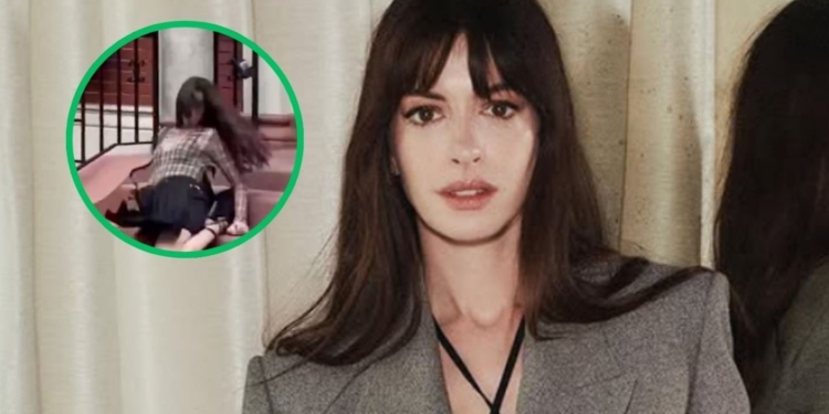 ANNE HATHAWAY SUFRE BOCHORNOSA CAÍDA DURANTE RODAJE DE ‘EL DIABLO VISTE A LA MODA 2′