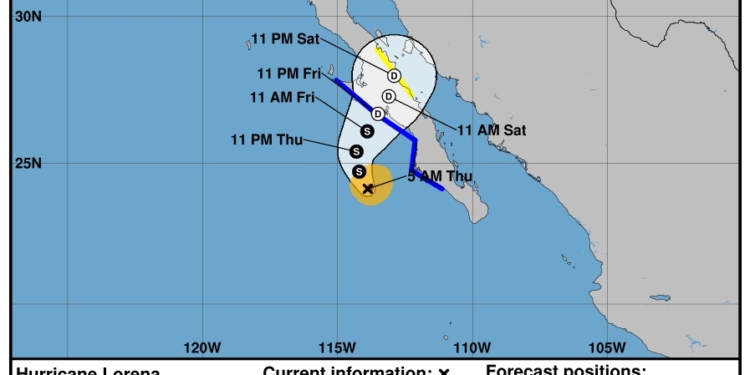CAJEME SE MANTIENE EN ALERTA VERDE POR HURACÁN LORENA, QUE CONTINÚA DEBILITÁNDOSE