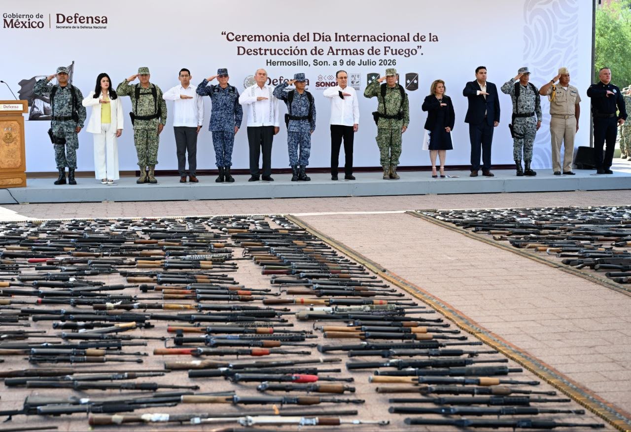REFUERZA DURAZO ACCIONES POR LA SEGURIDAD CON DESTRUCCIÓN DE MÁS DE 900 ARMAS ASEGURADAS AL CRIMEN