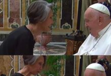 Florinda Meza se reúne con el Papa Francisco.